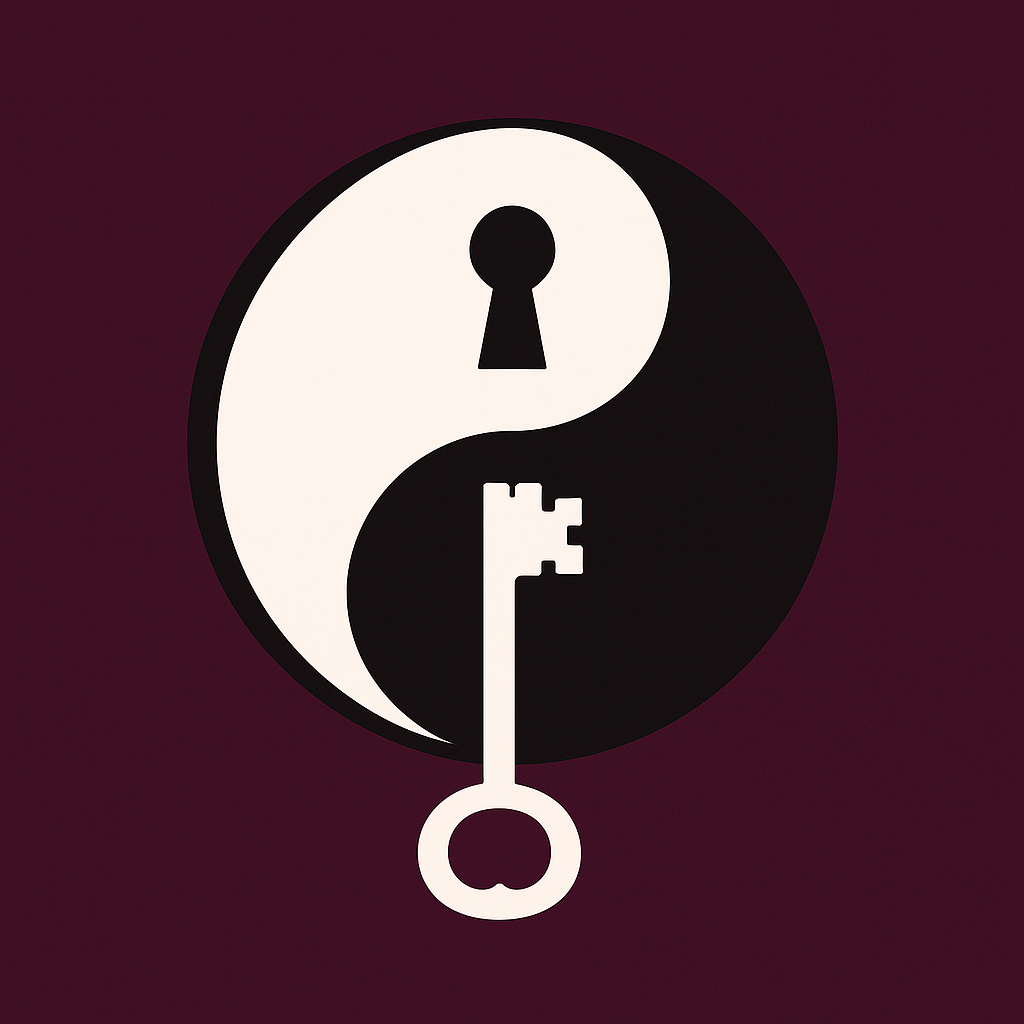 Yin-yang symbol with keyhole and key